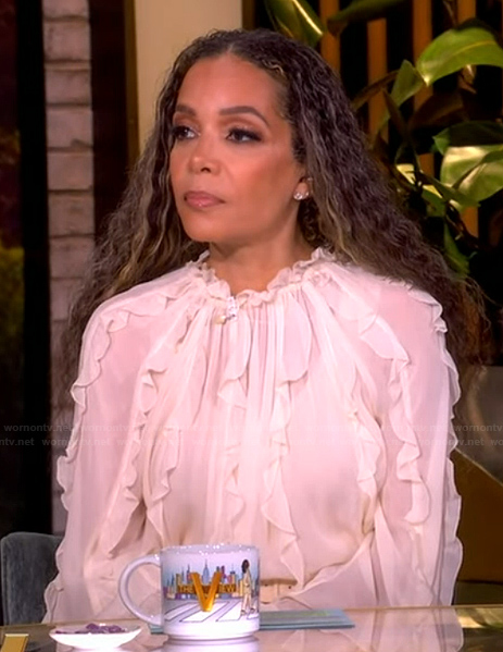 Sunny's white ruffle blouse on The View