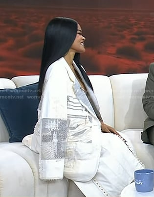Teyana Taylor's white patchwork blazer on Today