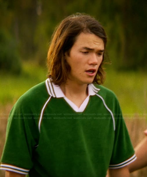 Topher's green piping shirt on The Runarounds