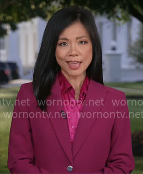Weijia Jiang's magenta blazer on CBS Mornings