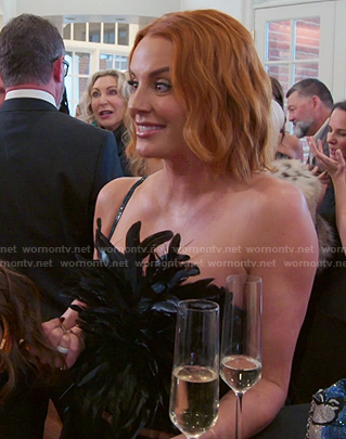 Whitney's black feather strapless top on The Real Housewives of Salt Lake City