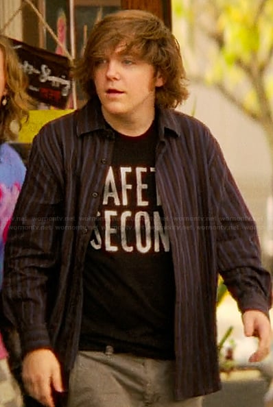 Wyatt's black safety second tee on The Runarounds
