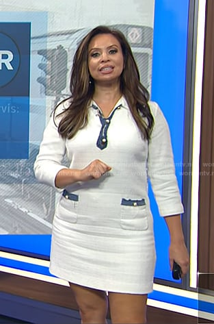 Adelle's white denim-trim dress on Today