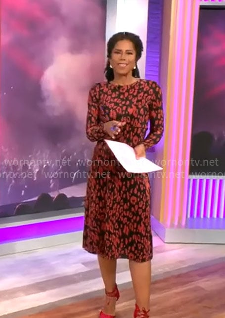 Adriana Diaz's red leopard print dress on CBS Mornings