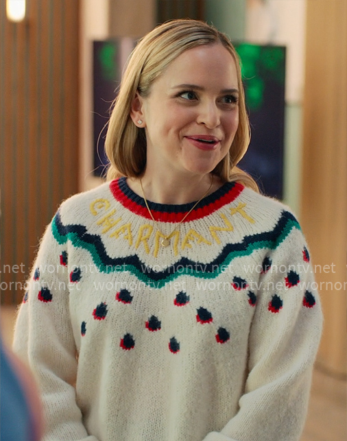 Ainsley's printed sweater on Loot