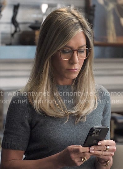 Alex's grey short-sleeve sweater on The Morning Show