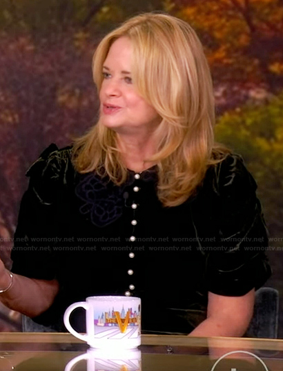 Alison Brown's velvet button front dress on The View