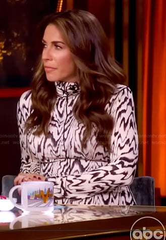 Alyssa's printed mesh dress on The View