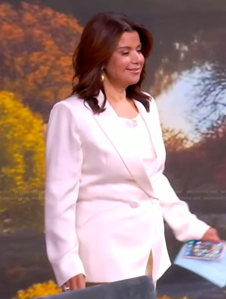 Ana's white blazer and pants on The View