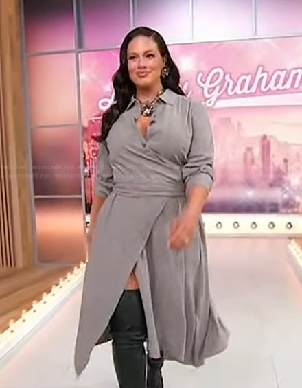 Ashley Graham's gray plaid shirtdress on Sherri