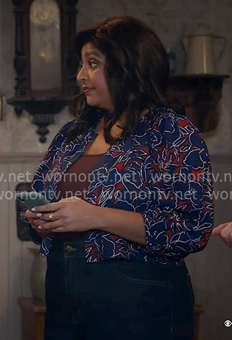Bela's blue and red floral top on Ghosts