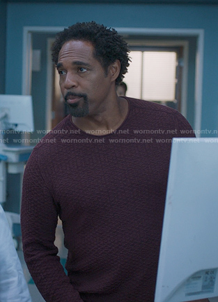 Ben's burgundy textured sweater on Greys Anatomy