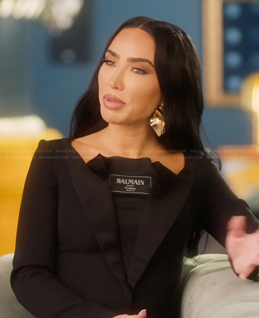 Bre's black Balmain confessional dress on Selling Sunset