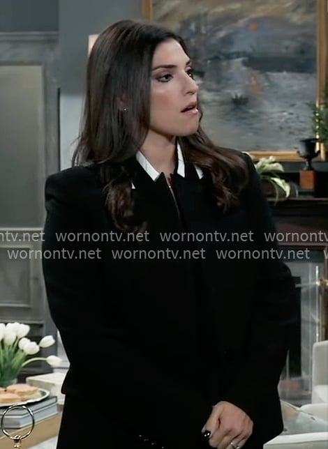 Brook Lynn's black blazer with striped collar on General Hospital