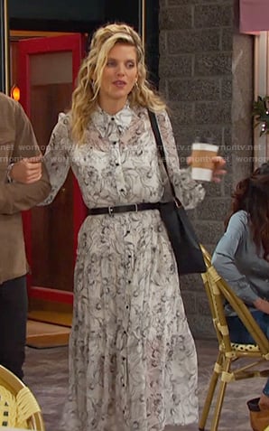 Cat's white floral shirtdress on Days of our Lives