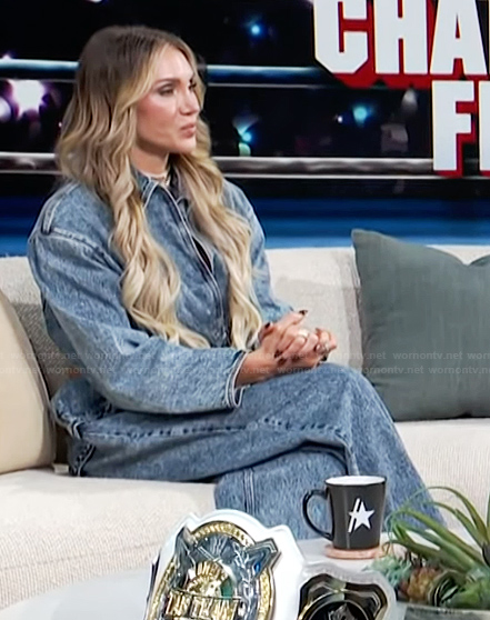 Charlotte's cropped denim jacket and jeans on Access Hollywood