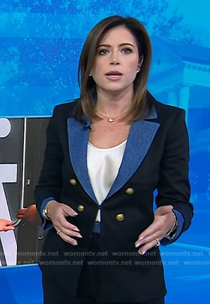 Chloe's black denim trim blazer on Today