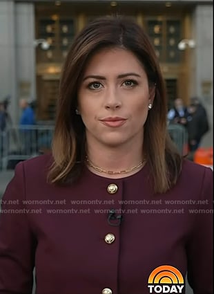 Chloe's burgundy crew neck jacket on Today