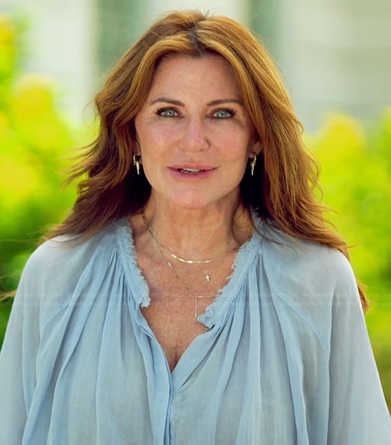 Cindy's blue sheer blouse on The Golden Bachelor
