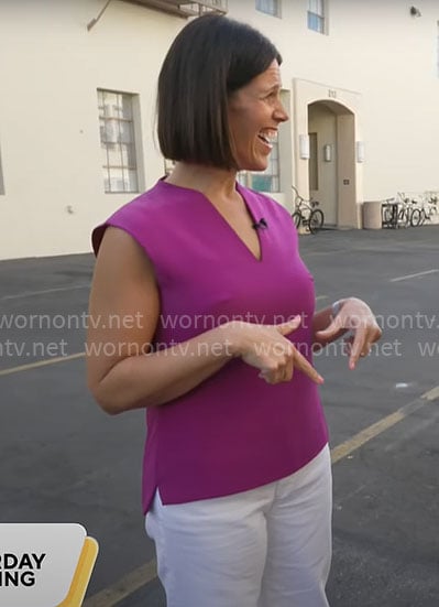 Dana Jacobson's magenta v-neck top on CBS Mornings