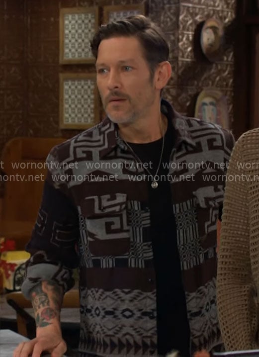 Daniel's printed shirt jacket on The Young and the Restless