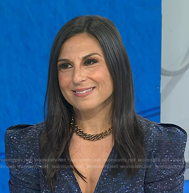 Dr. Heather Hirsch's blue print v-neck dress on Today