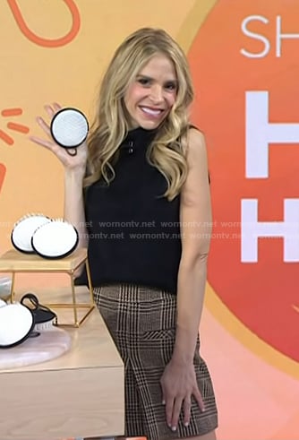 Dr. Marnie Nussbaum's black sleeveless turtleneck and plaid mini skirt on Today