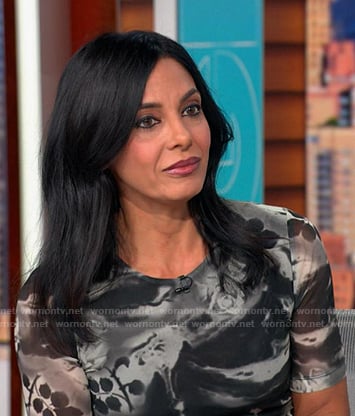 Dr. Tara Narula's black print mesh dress on Good Morning America