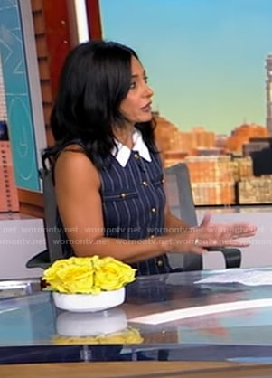 Dr. Tara Narula's navy pinstripe dress on Good Morning America