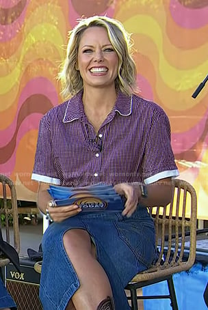 Dylan's red check shirt and denim skirt on Today