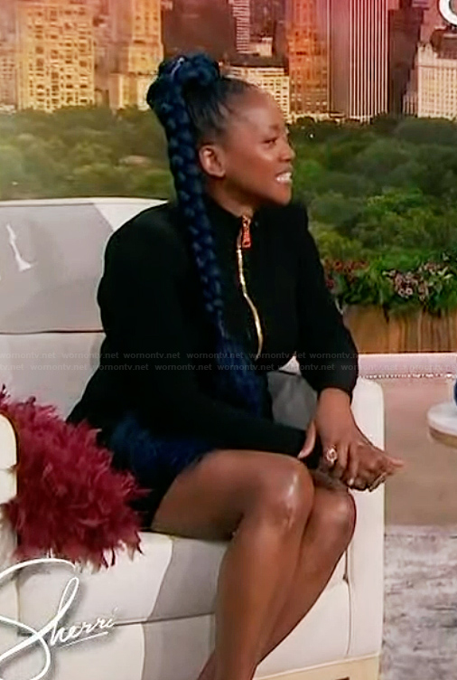 Erika Alexander's black zip front dress on Sherri