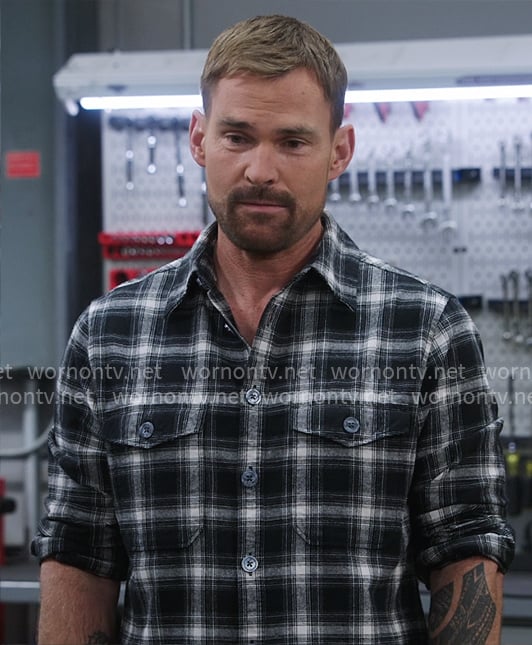 Gabe's plaid shirt on Shifting Gears