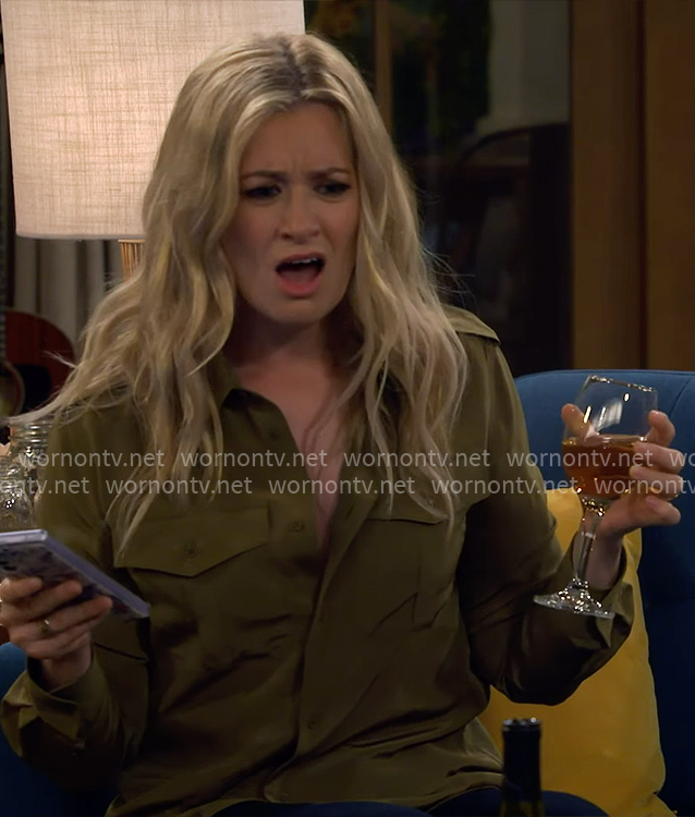Gemma's green button down shirt on The Neighborhood