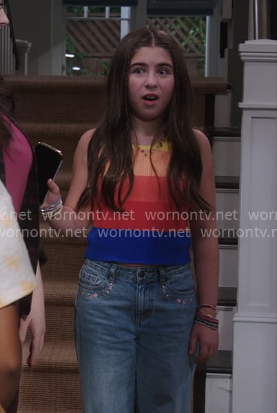 Georgia's striped tank top on Shifting Gears