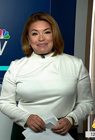 Gilma Avalos's white asymmetric top on NBC News Daily