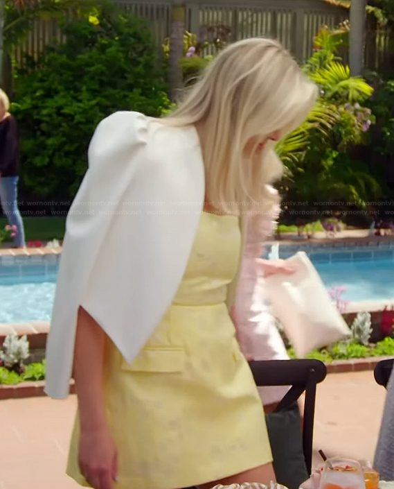 Gina's yellow mini dress and blazer on The Real Housewives of Orange County