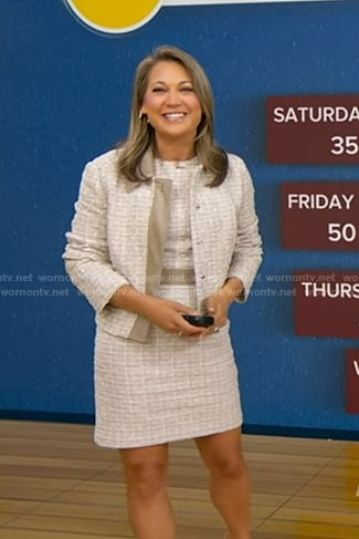 Ginger's beige tweed dress and jacket on Good Morning America