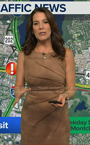 Heather's brown suede ruched dress on Good Morning America