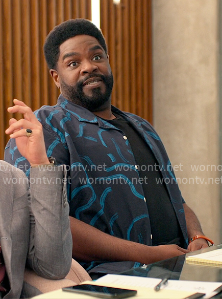 Howard's navy blue printed shirt on Loot