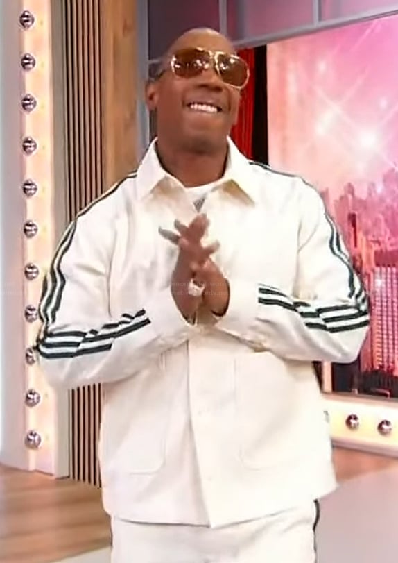 Ja Rule's white sleeve stripe jacket on Sherri