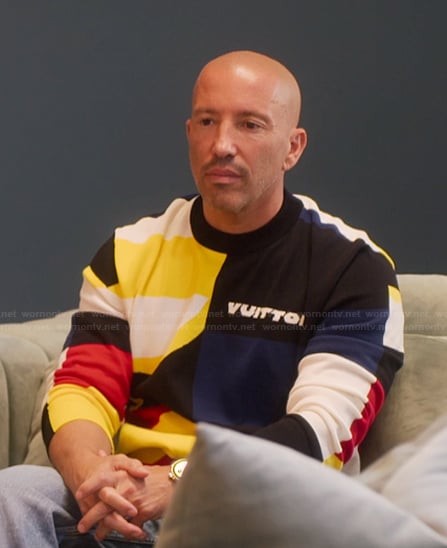 Jason's colorblock sweater on Selling Sunset