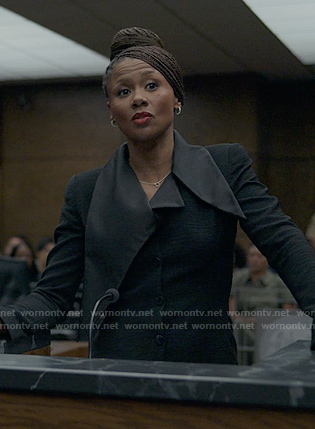Jax's black asymmetrical collar jacket on Reasonable Doubt