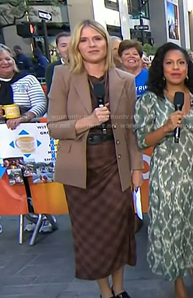 Jenna's brown plaid dress and blazer on Today
