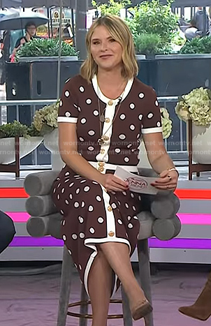 Jenna's brown polka dot top and skirt on Today