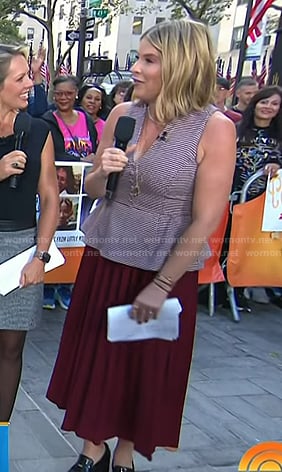 Jenna's houndstooth peplum top and red skirt on Today