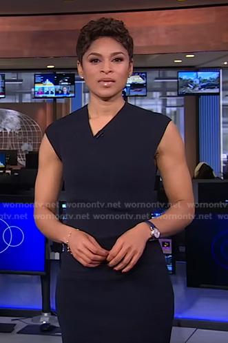 Jericka's cross front knit dress on CBS Evening News