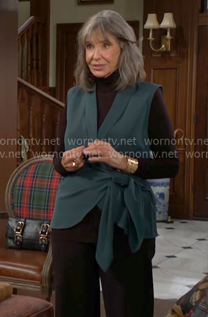 Jill's teal green tied vest on The Young and the Restless