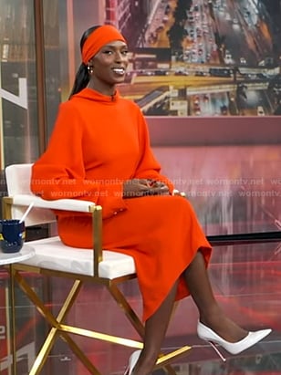 Jodie Turner-Smith's red blouse and skirt on Good Morning America