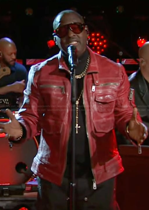 Johnny Gill's red leather jacket on The Kelly Clarkson Show