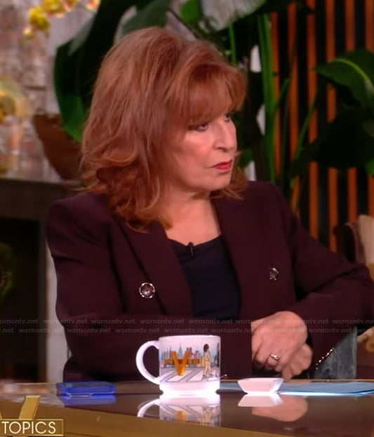 Joy's burgundy blazer and pants on The View